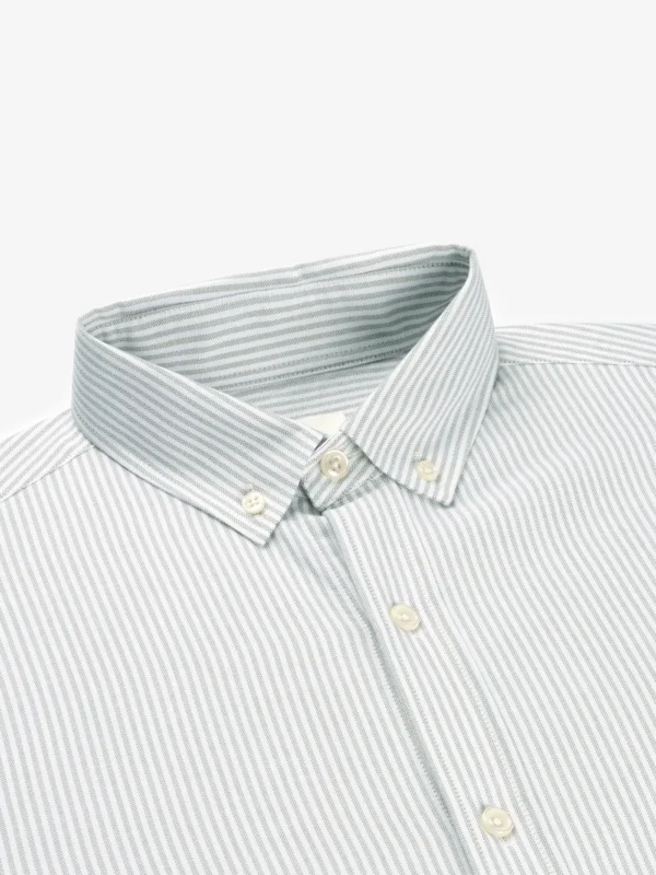 Van Harper - Organic Cotton Oxford Shirt - Light Green Stripes