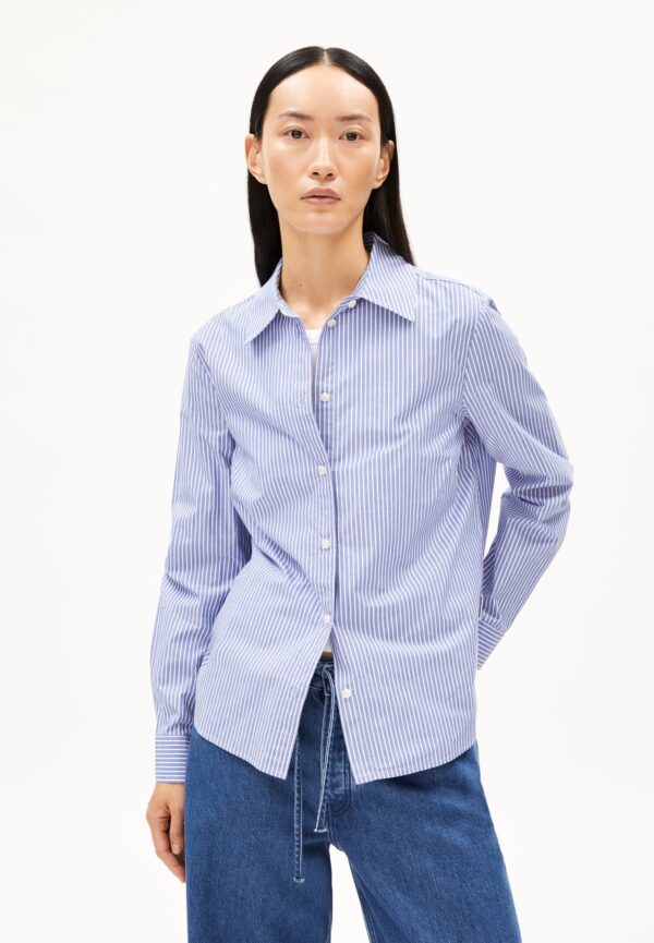 Armed Angels - Blouse Louilaa Striped - White Lapis Blue