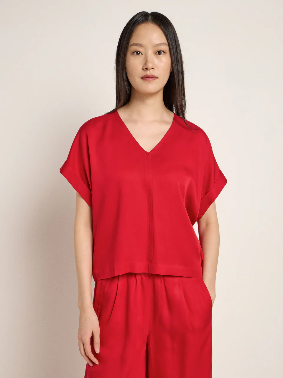 Lanius - T-shirt van TENCEL - Red