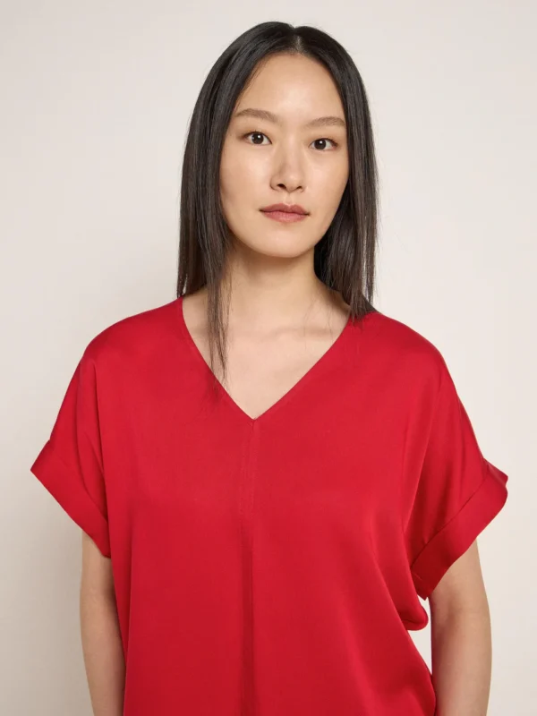 Lanius - T-shirt van TENCEL - Red