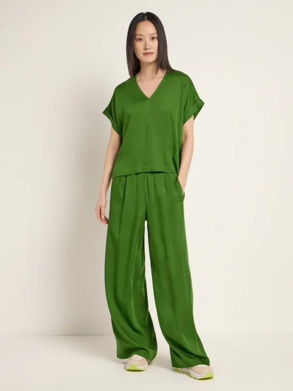 Lanius - Wijde broek van TENCEL - Green