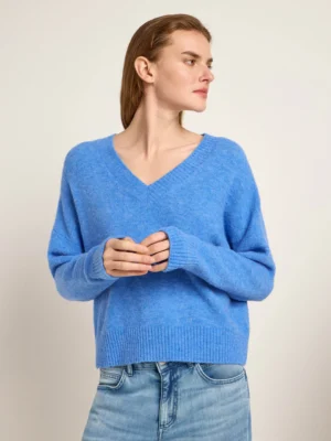 Lanius - v-neck sweater alpaca/merino - Blue