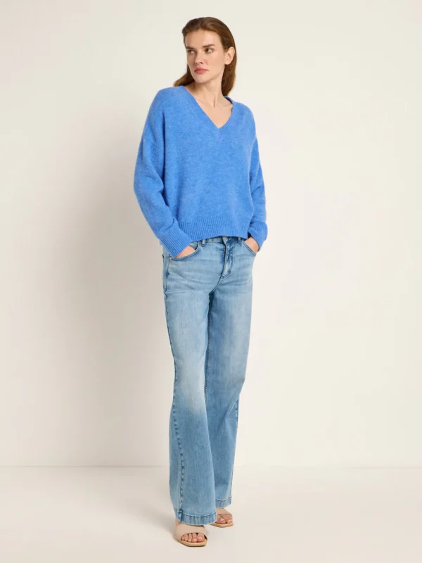 Lanius - v-neck sweater alpaca/merino - Blue