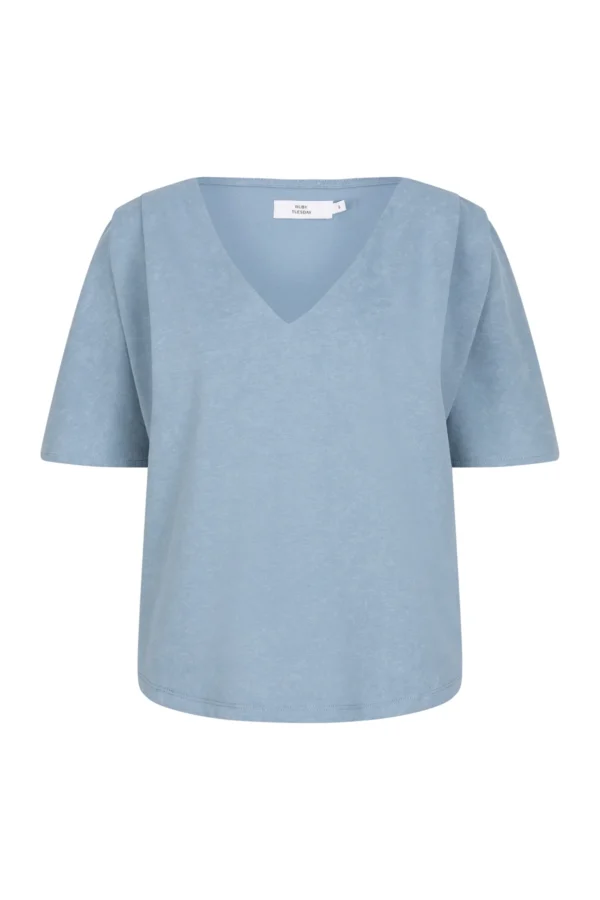 Ruby Tuesday - Cezanne v-neck jersey top - Sea Blue