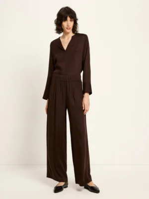 Lanius - Wijde broek van TENCEL - Dark Brown