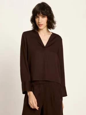Lanius - Blouse van TENCEL - Dark Brown