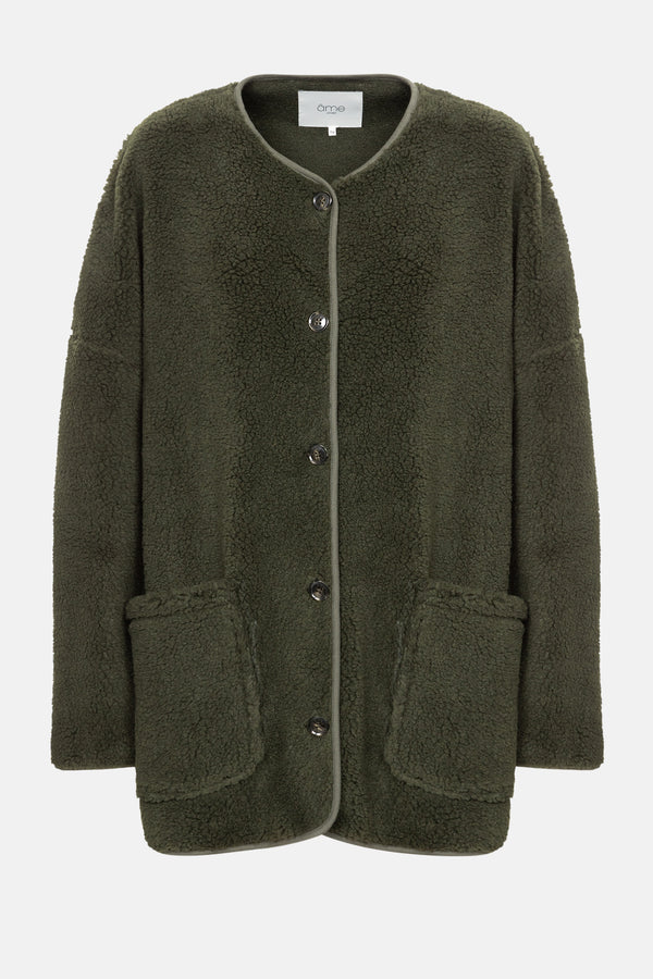 Âme Antwerp - Hannah Teddy Oversized Jacket - Dark Green