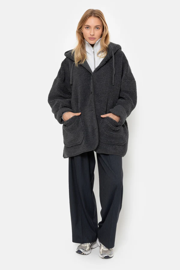 Âme Antwerp - Kenji Teddy Hoodie Jacket - Dark Grey