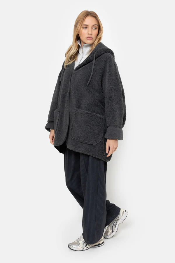 Âme Antwerp - Kenji Teddy Hoodie Jacket - Dark Grey