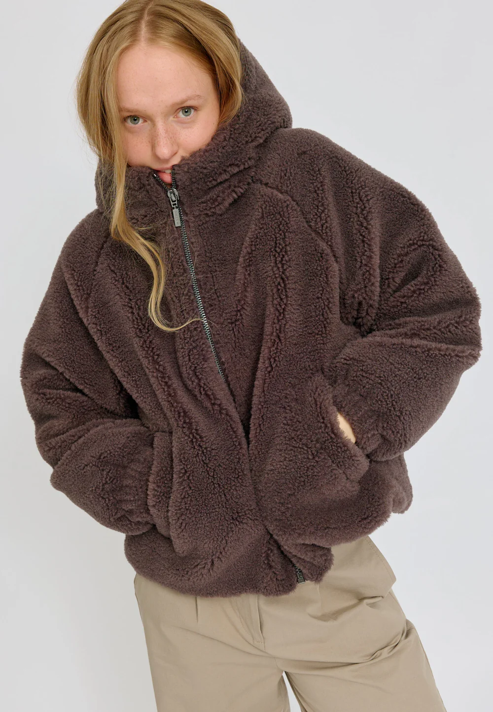 Mazine - Faux-Fur Hooded Jacket - Eggplant