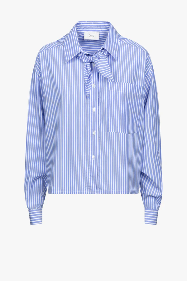 Âme Antwerp - Nobody Shirt met afneembare sjaal - Blue White Striped