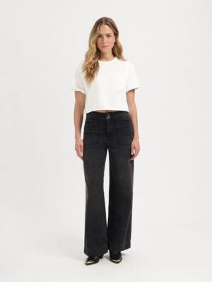 Kuyichi - Farrah Worker High Waist Wide Leg - Smoky Noir