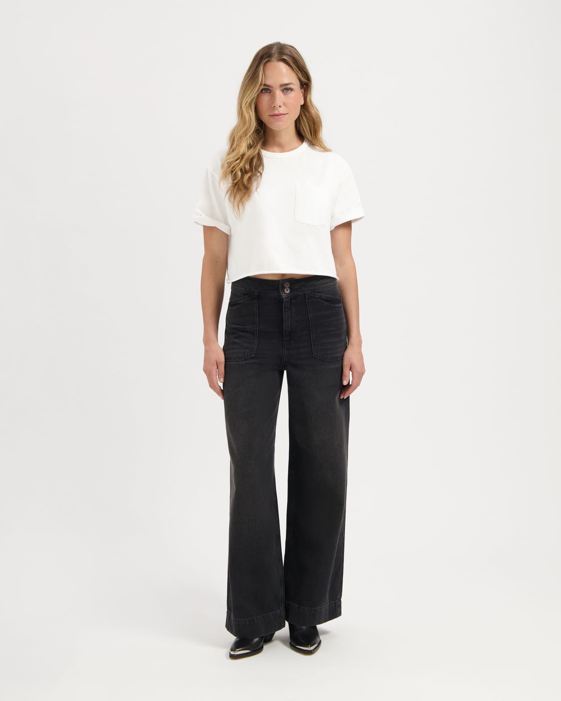 Kuyichi - Farrah Worker High Waist Wide Leg - Smoky Noir