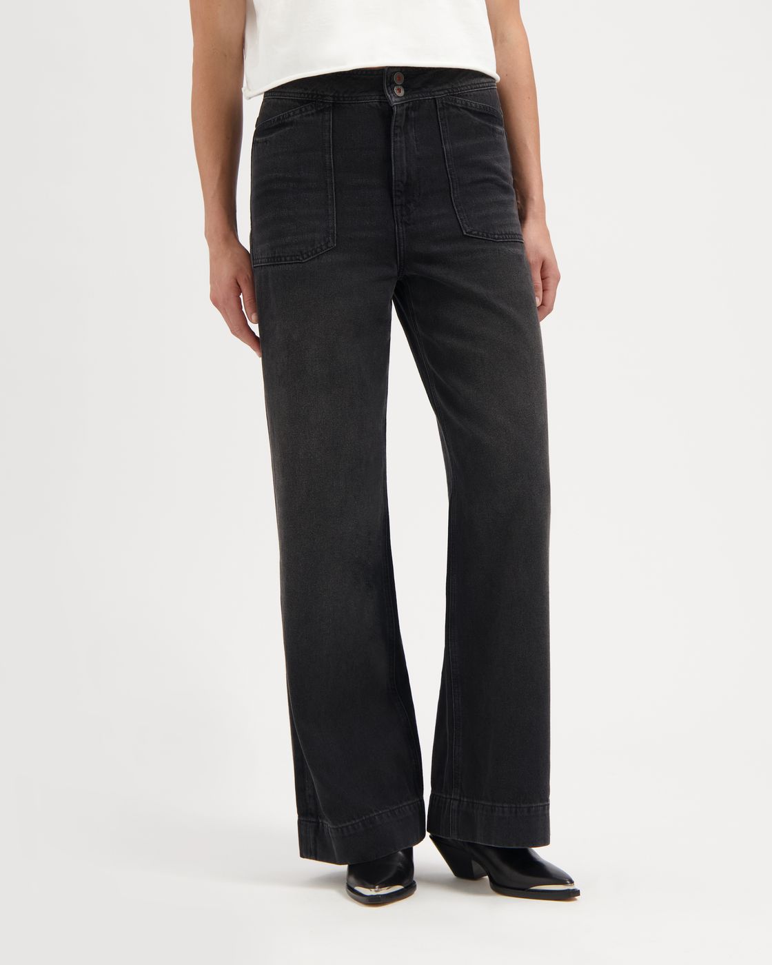 Kuyichi - Farrah Worker High Waist Wide Leg - Smoky Noir