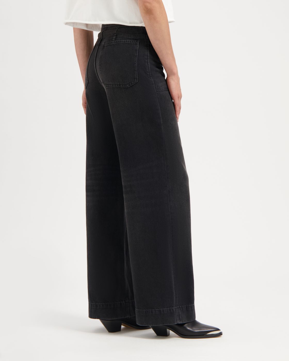 Kuyichi - Farrah Worker High Waist Wide Leg - Smoky Noir