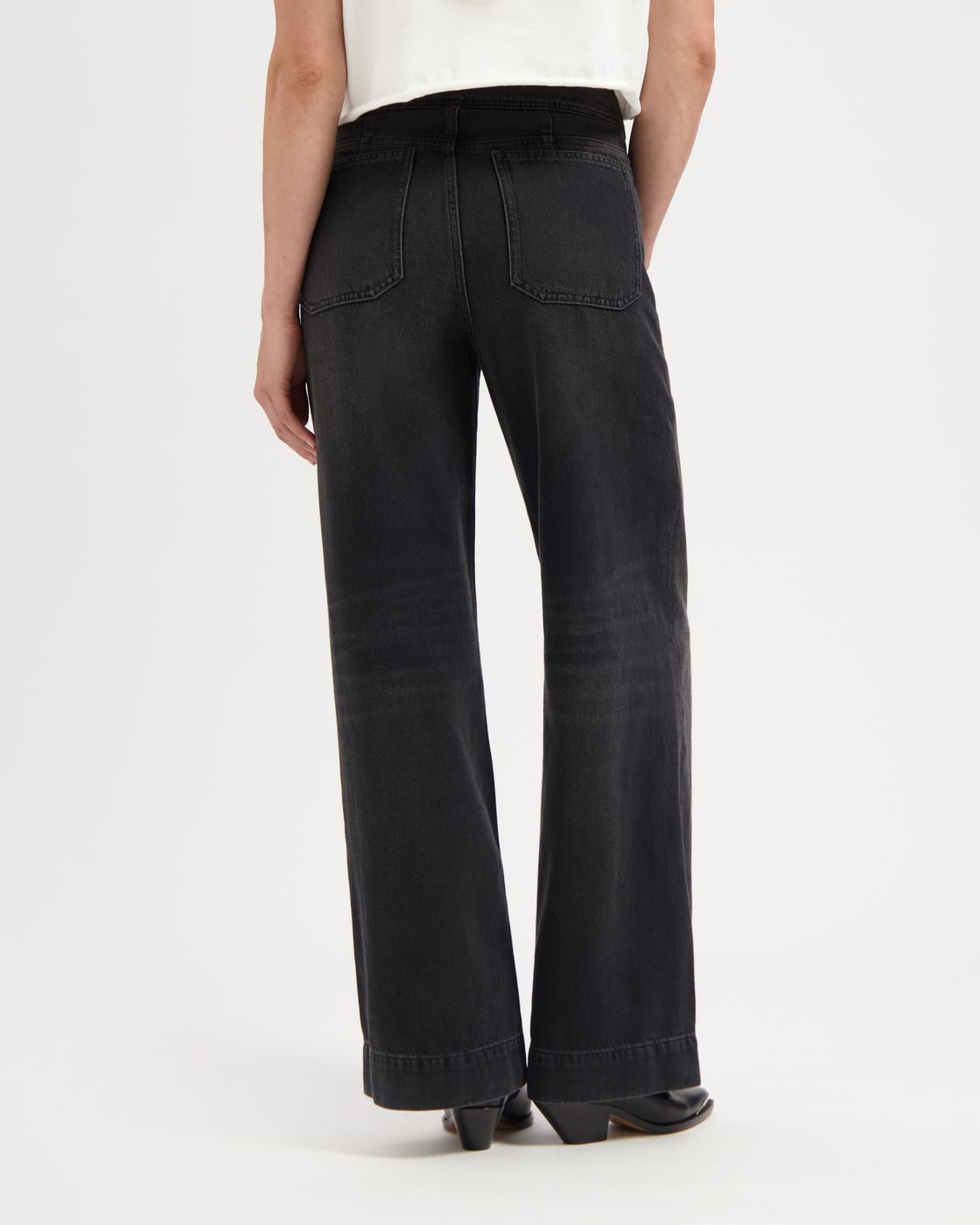 Kuyichi - Farrah Worker High Waist Wide Leg - Smoky Noir