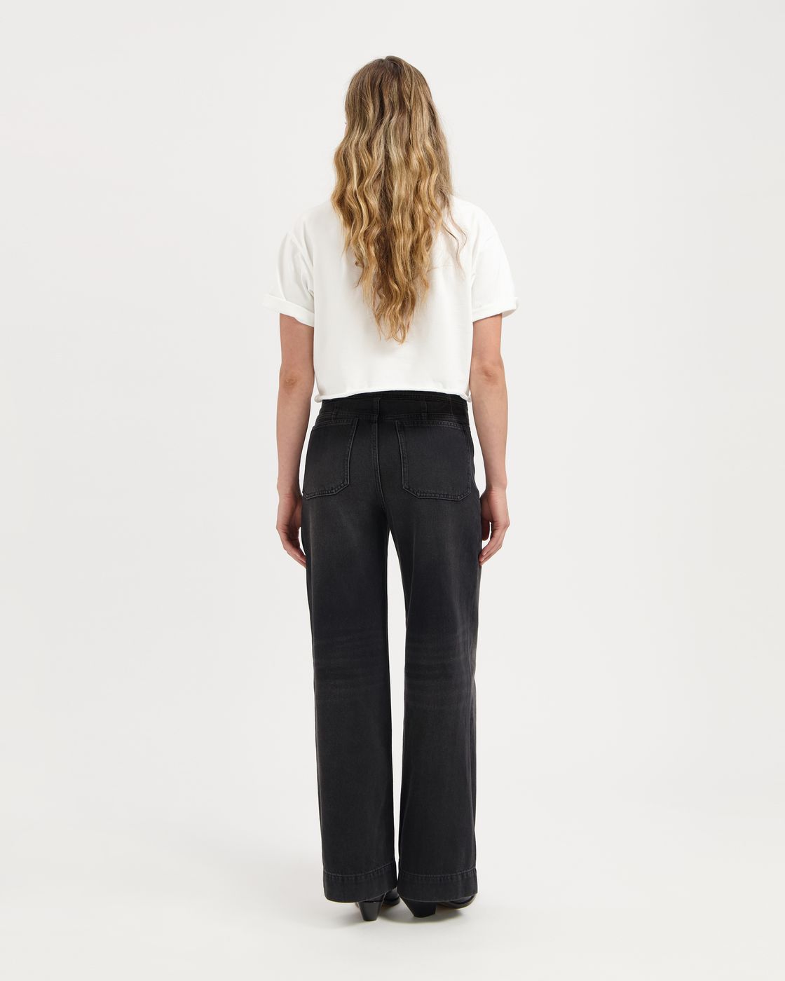 Kuyichi - Farrah Worker High Waist Wide Leg - Smoky Noir