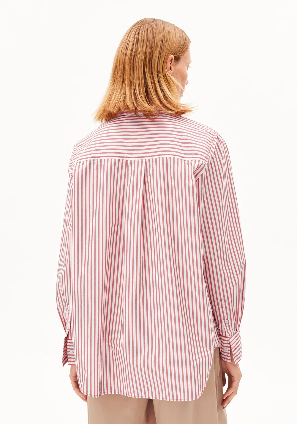 Armed Angels - Stripe Loose Shirt Blouse - Oatmilk-Mars Red