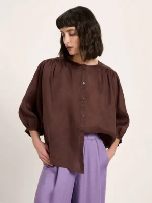 Lanius - Blouse van Ramie - Chocolate