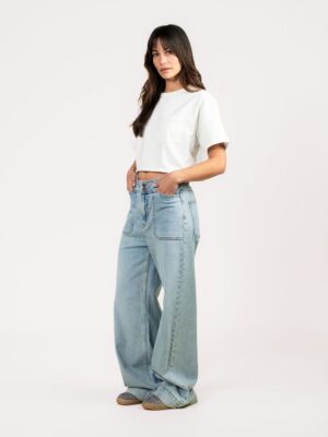 Kuyichi - Farrah Worker High Waist Wide Leg - Steel Blue