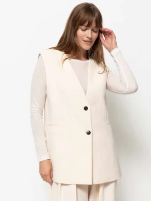 Âme Antwerp - Noble Sleeveless Gilet Blazer - Ecru