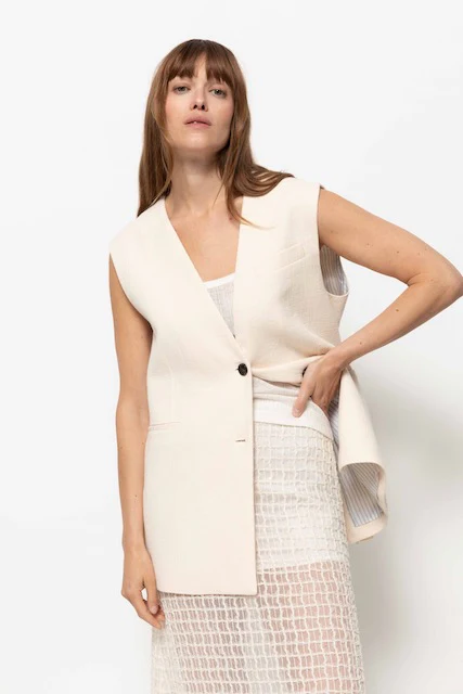 Âme Antwerp - Noble Sleeveless Gilet Blazer - Ecru