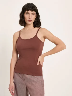 Lanius - Tank Top van Katoen - Dark Mocha