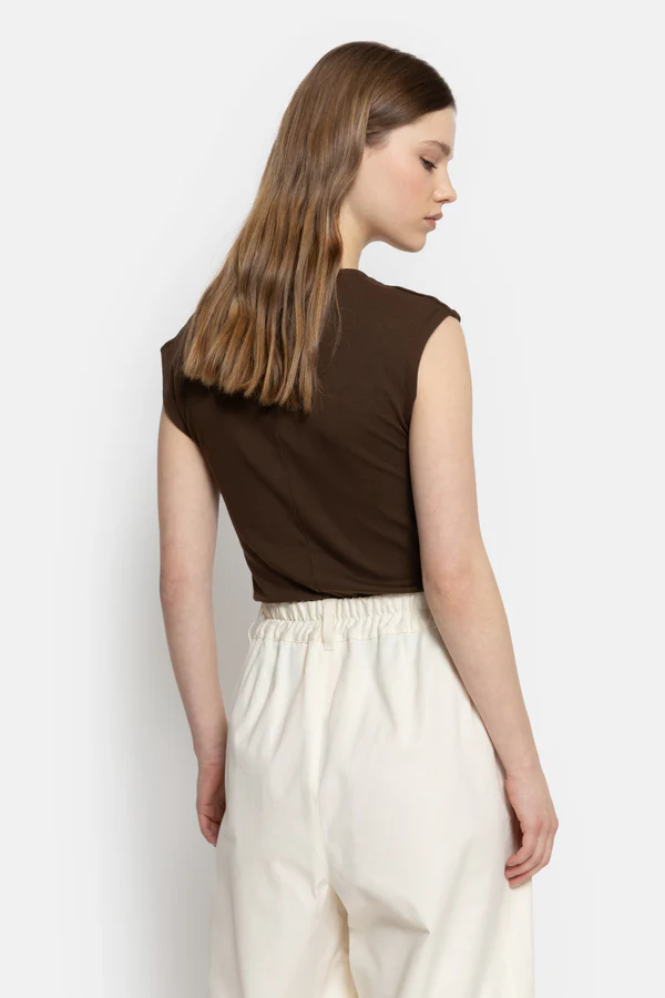 Âme Antwerp - Nurcia T-Shirt met Knoop - Brown