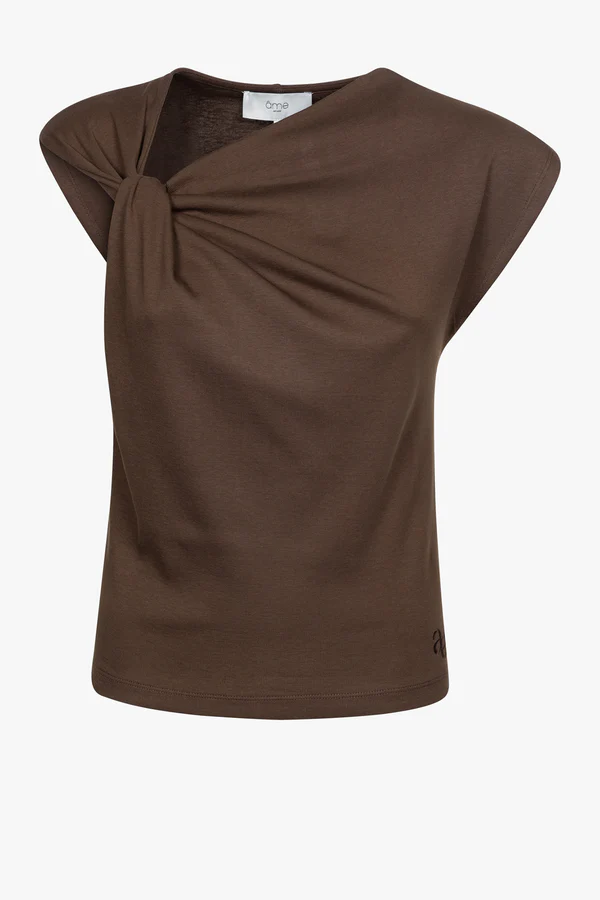 Âme Antwerp - Nurcia T-Shirt met Knoop - Brown
